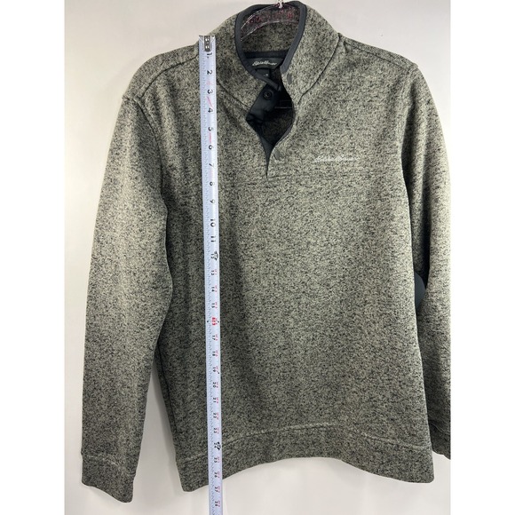 Eddie Bauer Pullover Men's Sz M Gray Long Sleeve Logo‎ Collar 3 Snaps - Picture 5 of 9